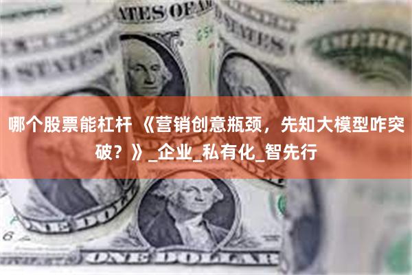 哪个股票能杠杆 《营销创意瓶颈,先知大模型咋突破?》_企业_私有化_智先行