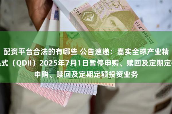 配资平台合法的有哪些 公告速递：嘉实全球产业精选混合发起式（QDII）2025年7月1日暂停申购、赎回及定期定额投资业务
